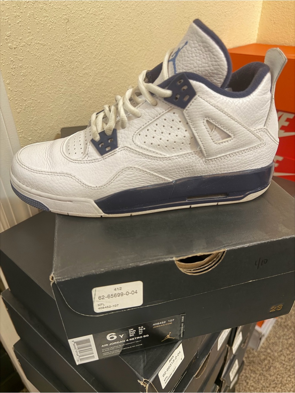 Jordan 4 Retro White Navy Men’s Athletic Shoes